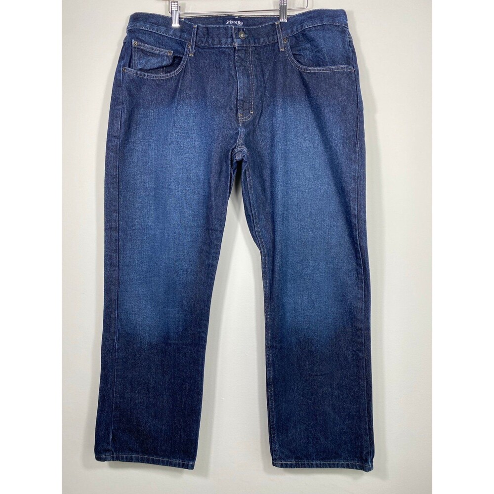 St John’s Bay Men’s Jeans 40x30 Classic Fit Straight Leg Dark Wash Denim